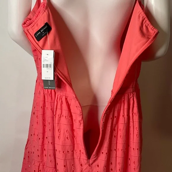 Lane Bryant NWT’s Red Eyelet Lace Midi Dress Knot Straps & Full Back Zip Size 22 - Picture 15 of 16